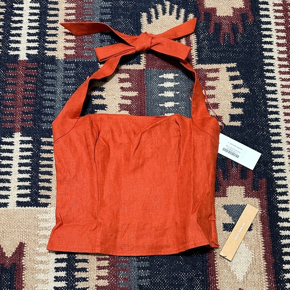 NWT Reformation Malika Halter Top in Blood Orange - Size 2 - Picture 2 of 4